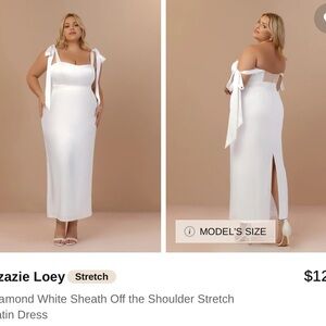 Azazie Loey White Strapless Satin Dress, NWT, 16